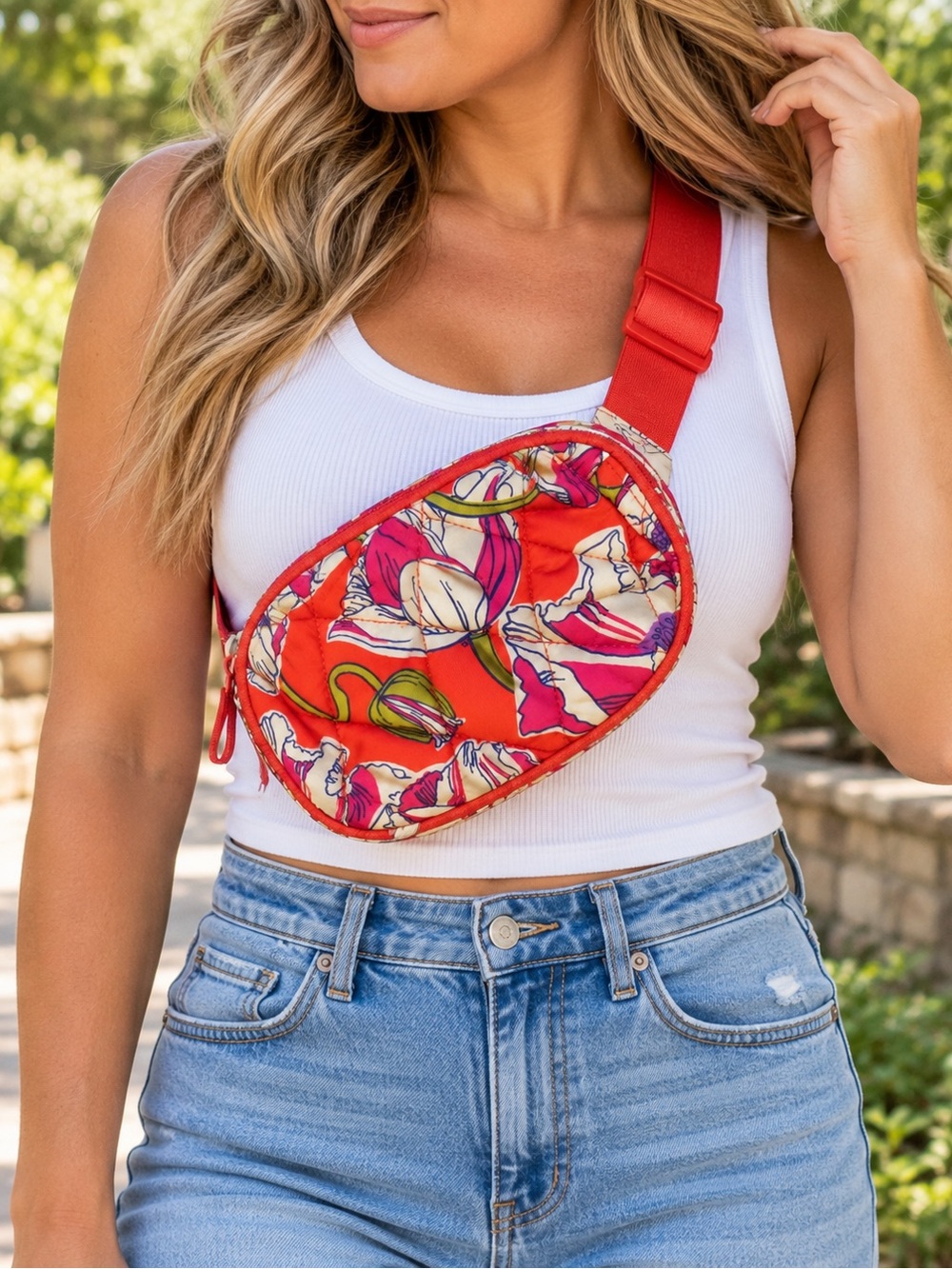 Vera Bradley Woodward Small Belt Bag Swinging Poppies NWT Floral Crossbody